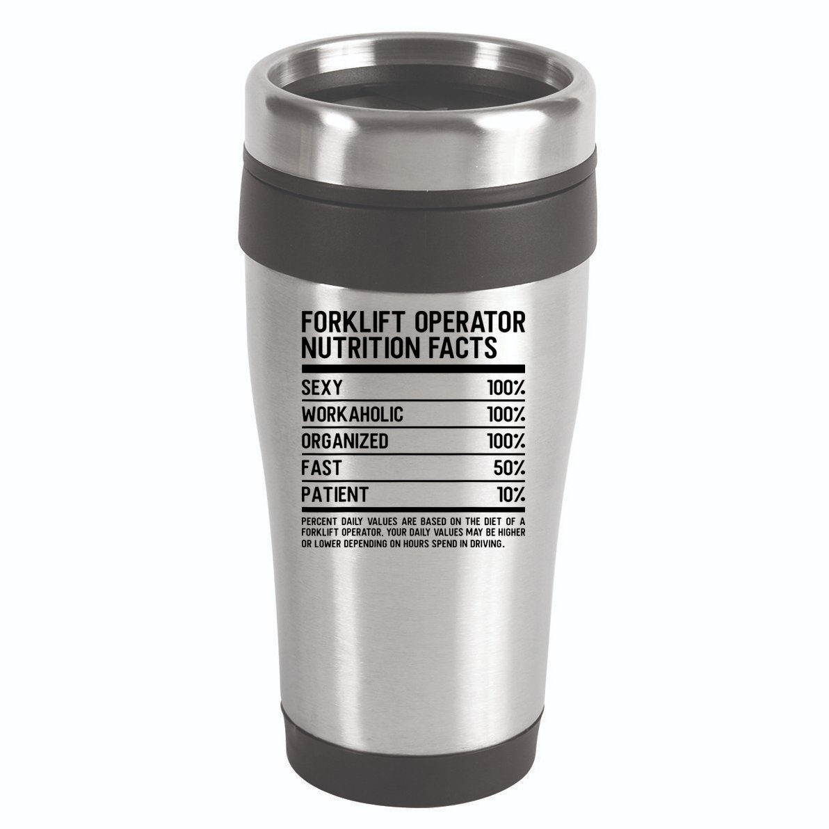 Men Funny Certified Forklift Operator Nutrition Facts 16oz Travel Tumbler