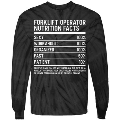 Men Funny Certified Forklift Operator Nutrition Facts Tie-Dye Long Sleeve Shirt