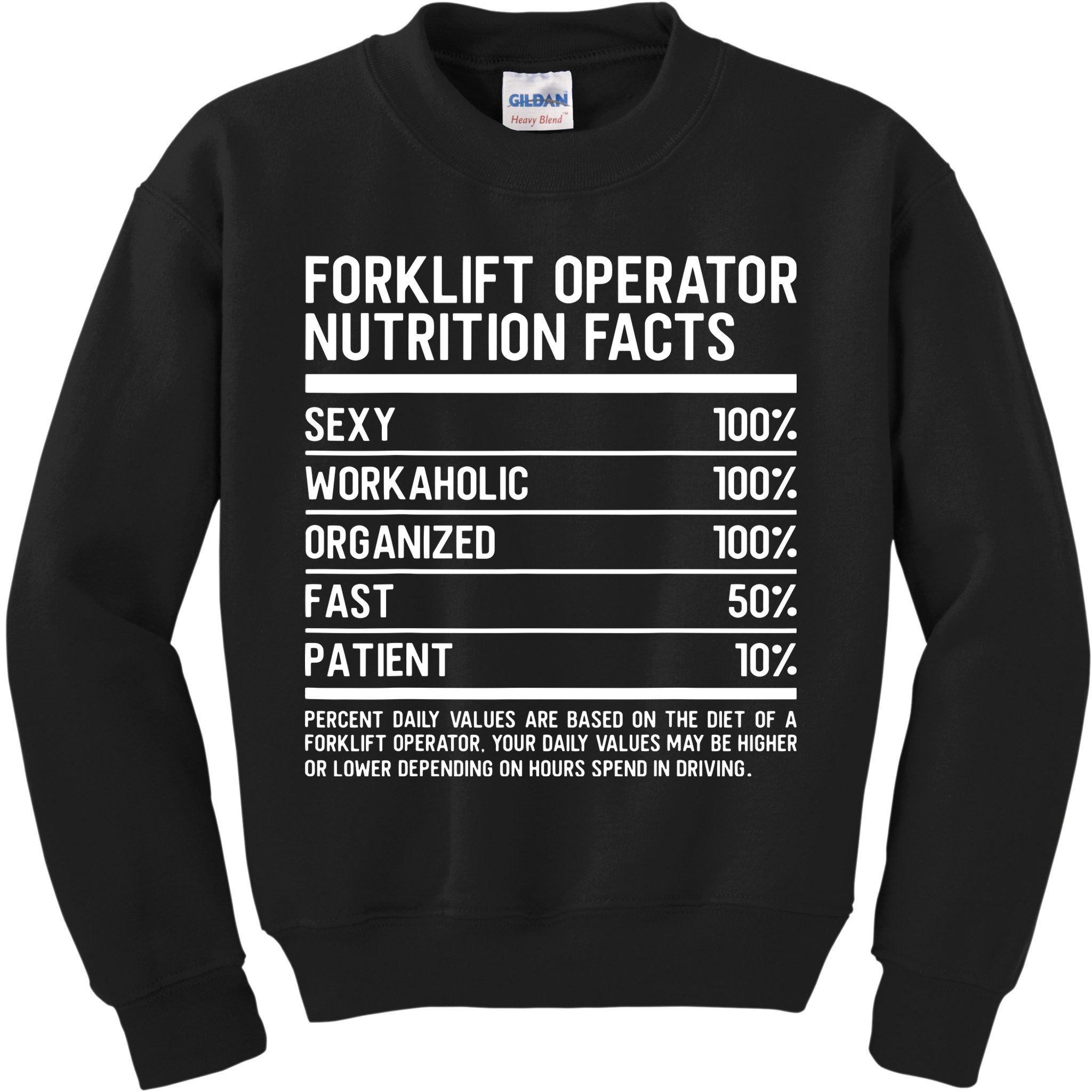 Men Funny Certified Forklift Operator Nutrition Facts Kids Sweatshirt