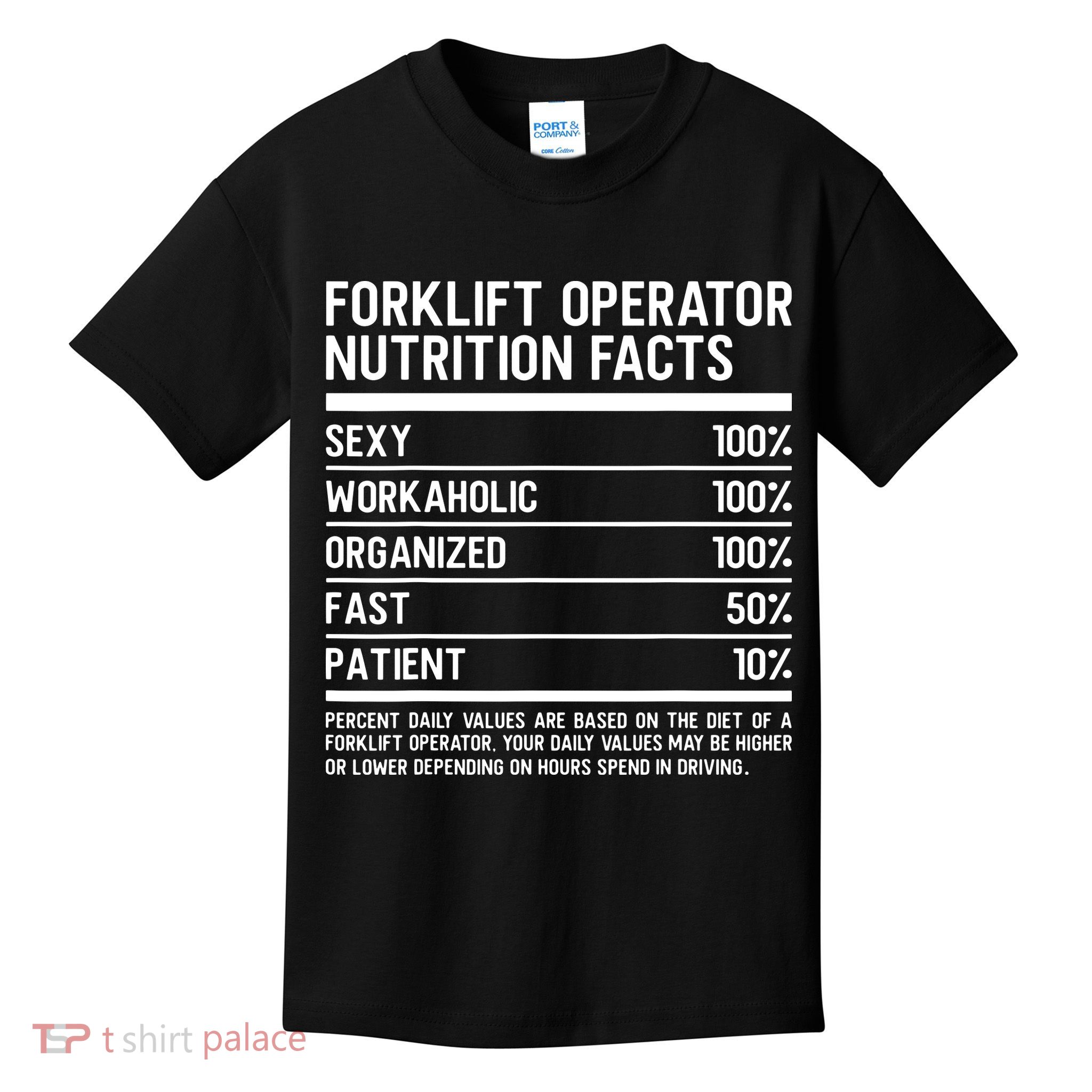 Men Funny Certified Forklift Operator Nutrition Facts Kids T-Shirt