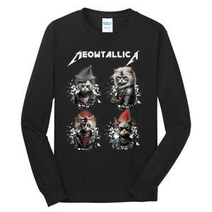 Meowtallica Funny Cat Shirt, Cat Shirt, Music Tall Long Sleeve T-Shirt