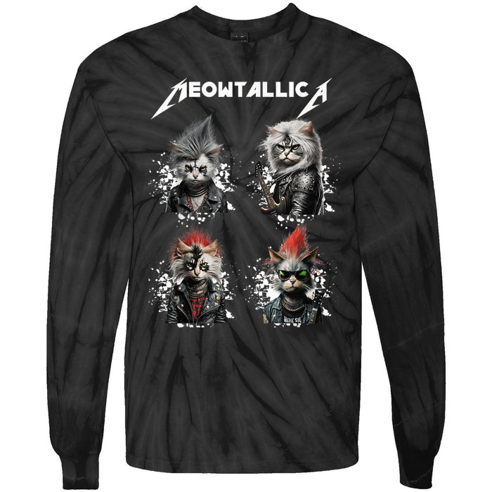 Meowtallica Funny Cat Shirt, Cat Shirt, Music Tie-Dye Long Sleeve Shirt