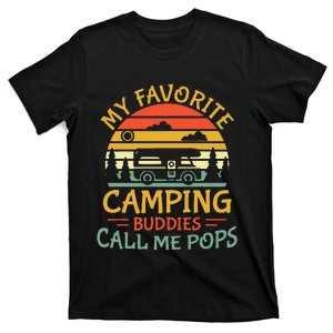 My Favorite Camping Buddies Call Me Pops Retro Family Trip T-Shirt