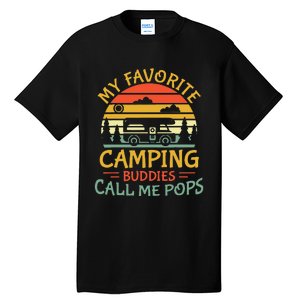 My Favorite Camping Buddies Call Me Pops Retro Family Trip Tall T-Shirt