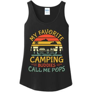 My Favorite Camping Buddies Call Me Pops Retro Family Trip Ladies Essential Tank