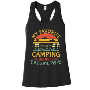 My Favorite Camping Buddies Call Me Pops Retro Family Trip Women's Racerback Tank