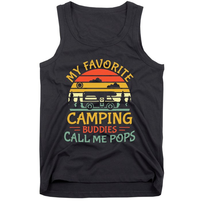 My Favorite Camping Buddies Call Me Pops Retro Family Trip Tank Top