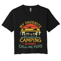 My Favorite Camping Buddies Call Me Pops Retro Family Trip Women's Crop Top Tee