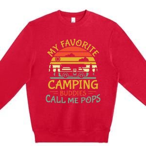 My Favorite Camping Buddies Call Me Pops Retro Family Trip Premium Crewneck Sweatshirt