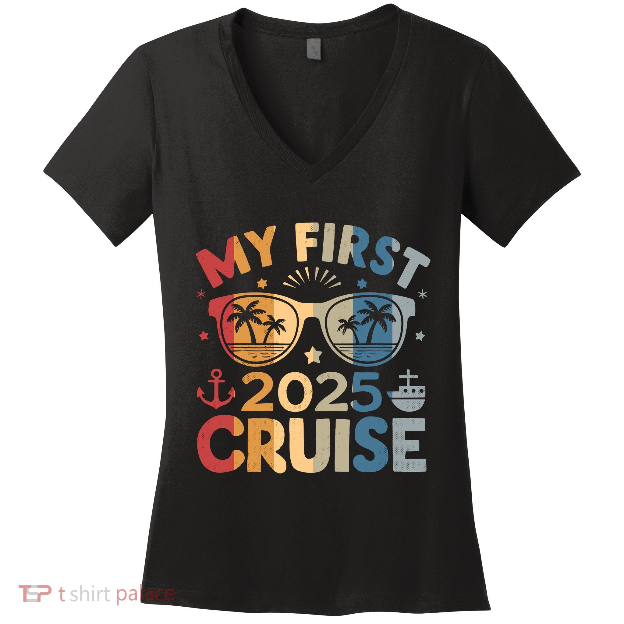 My First Cruise 2025 Vacation Matching Family Cruise Ship Women's V-Neck T-Shirt