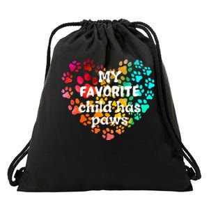 My favorite child has paws Drawstring Bag