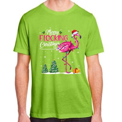 Merry Flocking Christmas Cute Flamingo Pink Santa Hat Cute Gift Adult ChromaSoft Performance T-Shirt