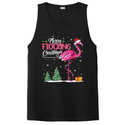 Merry Flocking Christmas Cute Flamingo Pink Santa Hat Cute Gift PosiCharge Competitor Tank