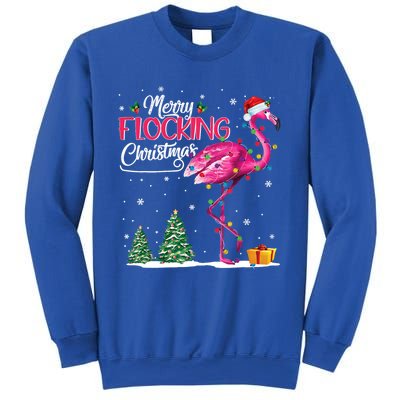 Merry Flocking Christmas Cute Flamingo Pink Santa Hat Cute Gift Sweatshirt