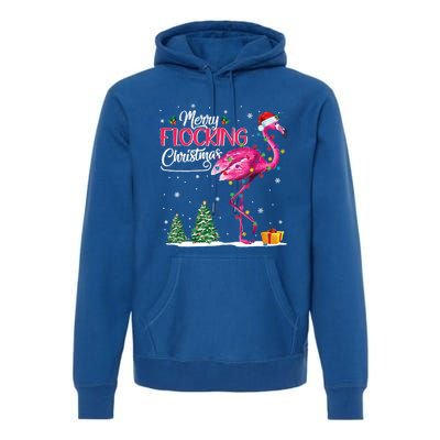 Merry Flocking Christmas Cute Flamingo Pink Santa Hat Cute Gift Premium Hoodie