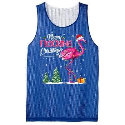 Merry Flocking Christmas Cute Flamingo Pink Santa Hat Cute Gift Mesh Reversible Basketball Jersey Tank