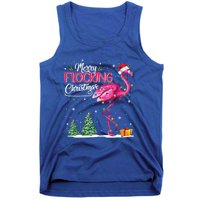 Merry Flocking Christmas Cute Flamingo Pink Santa Hat Cute Gift Tank Top