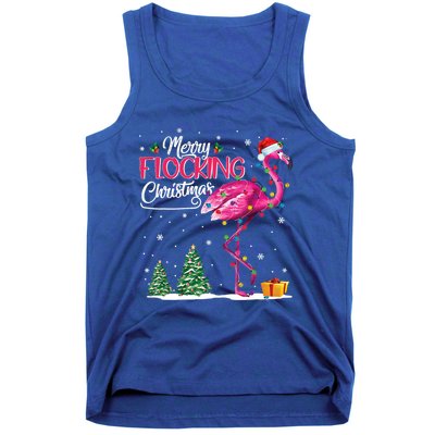 Merry Flocking Christmas Cute Flamingo Pink Santa Hat Cute Gift Tank Top