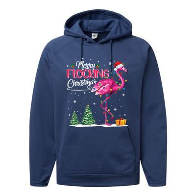 Merry Flocking Christmas Cute Flamingo Pink Santa Hat Cute Gift Performance Fleece Hoodie