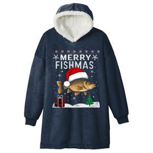 Merry Fishmas Carp Fish Ugly Christmas Funny Fishing Holiday Gift Hooded Wearable Blanket