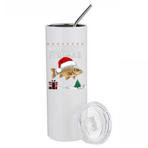 Merry Fishmas Carp Fish Ugly Christmas Funny Fishing Holiday Gift Stainless Steel Tumbler