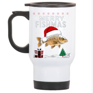 Merry Fishmas Carp Fish Ugly Christmas Funny Fishing Holiday Gift Stainless Steel Travel Mug