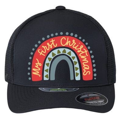 My First Christmas Cute Rainbow Holiday Flexfit Unipanel Trucker Cap