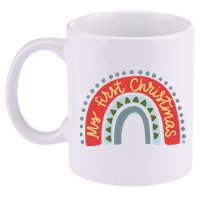My First Christmas Cute Rainbow Holiday 11oz C Handle Ceramic Mug