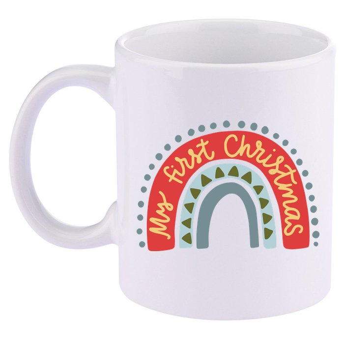 My First Christmas Cute Rainbow Holiday 11oz C Handle Ceramic Mug