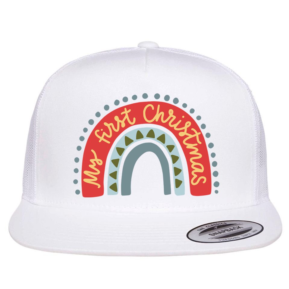 My First Christmas Cute Rainbow Holiday Flat Bill Trucker Hat