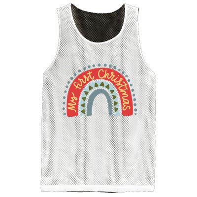 My First Christmas Cute Rainbow Holiday Mesh Reversible Basketball Jersey Tank