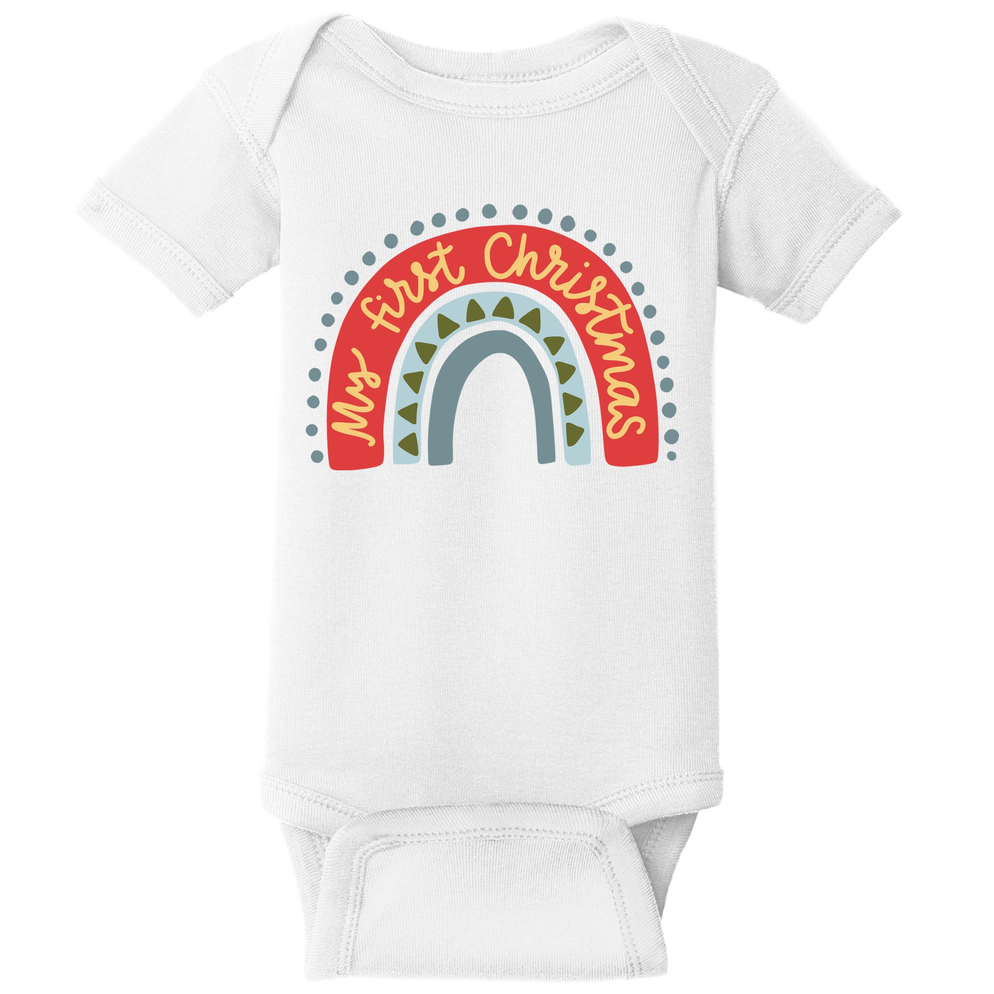 My First Christmas Cute Rainbow Holiday Baby Bodysuit