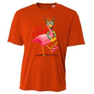 Merry Flocking Christmas Day Pink Flamingo Xmas Holidays Gift Cooling Performance Crew T-Shirt