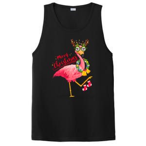 Merry Flocking Christmas Day Pink Flamingo Xmas Holidays Gift PosiCharge Competitor Tank