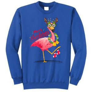 Merry Flocking Christmas Day Pink Flamingo Xmas Holidays Gift Sweatshirt