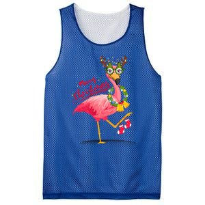 Merry Flocking Christmas Day Pink Flamingo Xmas Holidays Gift Mesh Reversible Basketball Jersey Tank