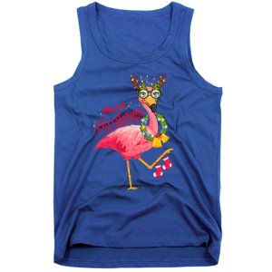 Merry Flocking Christmas Day Pink Flamingo Xmas Holidays Gift Tank Top