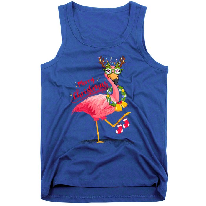 Merry Flocking Christmas Day Pink Flamingo Xmas Holidays Gift Tank Top