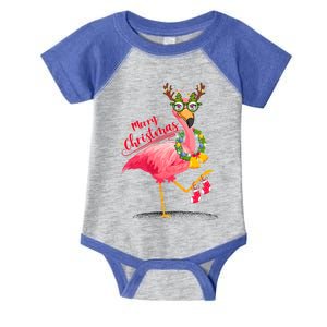 Merry Flocking Christmas Day Pink Flamingo Xmas Holidays Gift Infant Baby Jersey Bodysuit