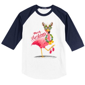 Merry Flocking Christmas Day Pink Flamingo Xmas Holidays Gift Baseball Sleeve Shirt