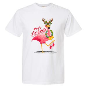 Merry Flocking Christmas Day Pink Flamingo Xmas Holidays Gift Garment-Dyed Heavyweight T-Shirt