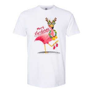 Merry Flocking Christmas Day Pink Flamingo Xmas Holidays Gift Softstyle CVC T-Shirt