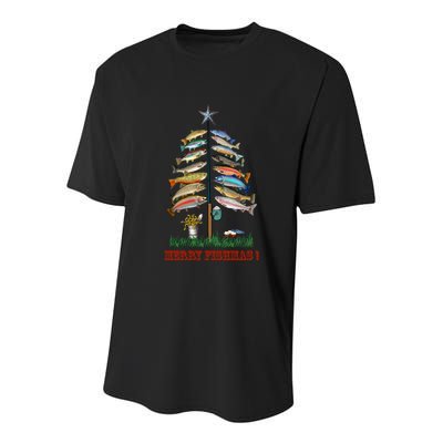Merry Fishmas Christmas Fish Tree Meaningful Gift Youth Performance Sprint T-Shirt