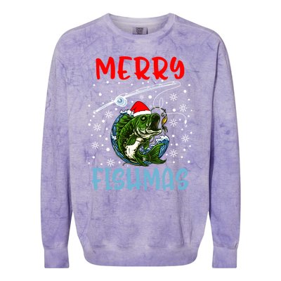 Merry Fishmas Christmas Fishing Holiday Gift Colorblast Crewneck Sweatshirt