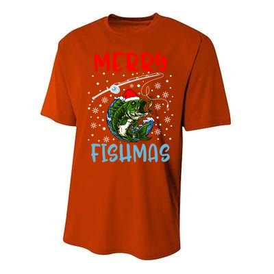 Merry Fishmas Christmas Fishing Holiday Gift Performance Sprint T-Shirt