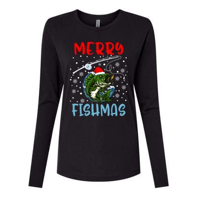 Merry Fishmas Christmas Fishing Holiday Gift Womens Cotton Relaxed Long Sleeve T-Shirt