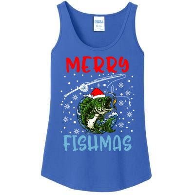 Merry Fishmas Christmas Fishing Holiday Gift Ladies Essential Tank