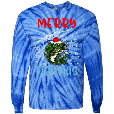 Merry Fishmas Christmas Fishing Holiday Gift Tie-Dye Long Sleeve Shirt