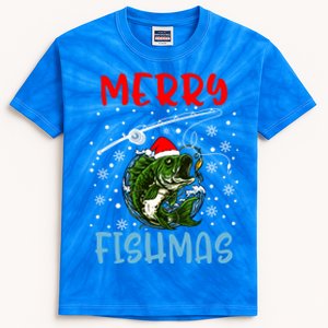 Merry Fishmas Christmas Fishing Holiday Gift Kids Tie-Dye T-Shirt