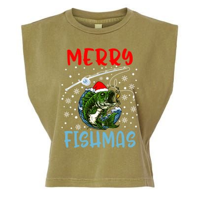 Merry Fishmas Christmas Fishing Holiday Gift Garment-Dyed Women's Muscle Tee